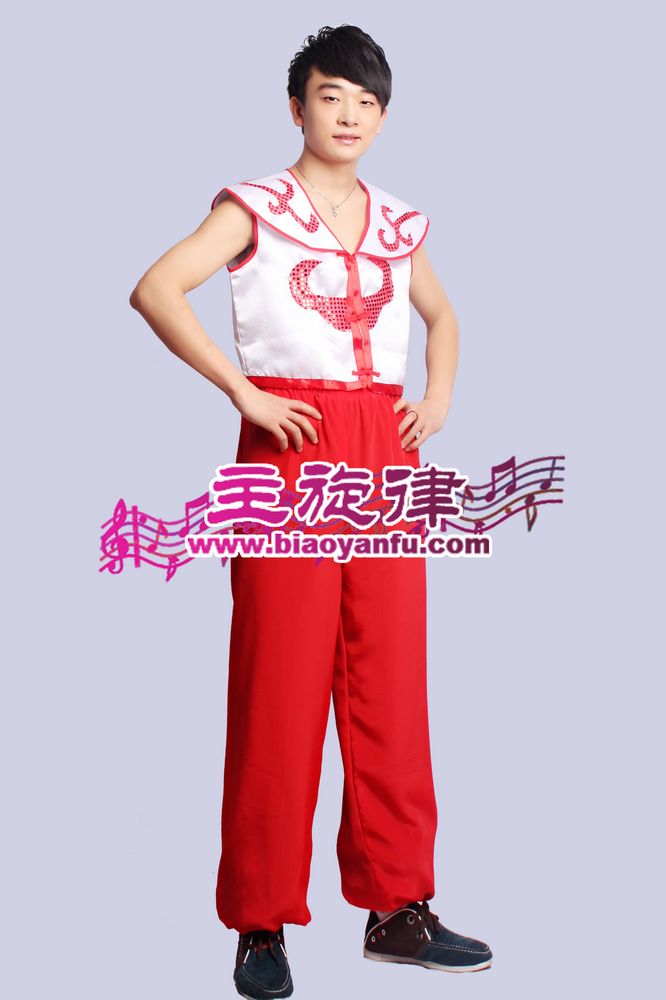  H-040男汉族白红裤